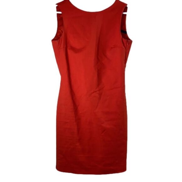 Zara Basic Red Orange Open  Back Sheath Dress (Size Small) - Picture 3 of 11